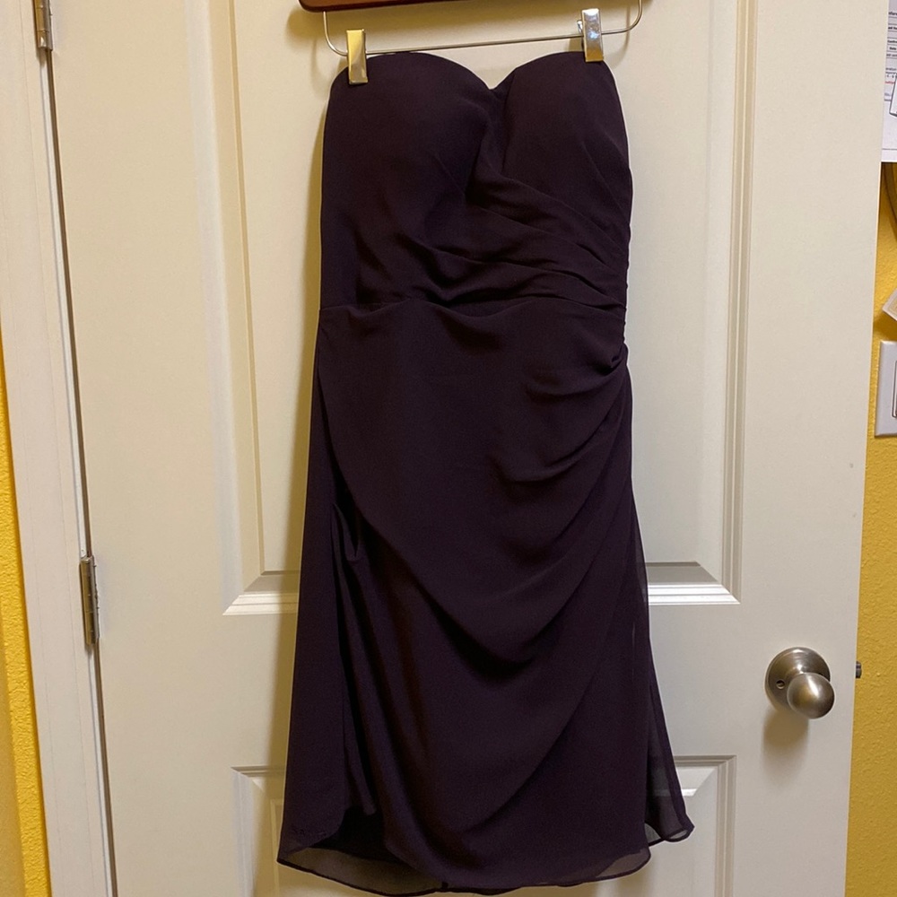 Bill Levkoff Purple Chiffon Strapless Dress